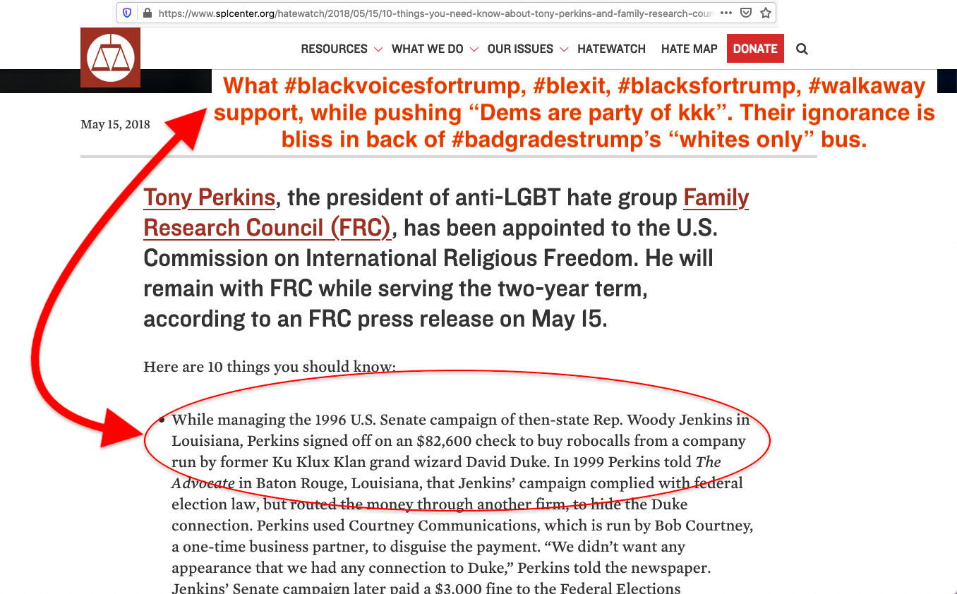 council of conservative citizens white supremacist Tony Perkins